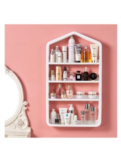 Buy Makeup Organizer Shelf, Wall-mounted Cosmetic Storage Racks, Multi-layer Storage Shelf Cosmetic Organizer, Nail-free Vanity Storage Racks for Home Bathroom Organizer (A-White) in UAE