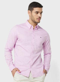 Buy Men Purple Slim Fit Casual Cotton Shirt in Saudi Arabia