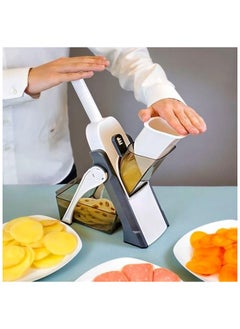 Buy 5 in 1 Mandoline Slicer Provides a Unique and Versatile Experience in Cutting Vegetables and Fruits - Thanks to Its Vertical Design. (Gray) in Egypt