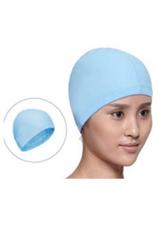 Buy Swimming Cap for Short and Long Hair Swim Cap for Men and Women Keeps Hair Clean Ear Dry Wrinkle Free Swimming Hat, Blue in UAE