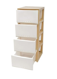 Buy 4-Layer Storage Drawer Cabinet Beige/White 42x84x34 cm in Saudi Arabia