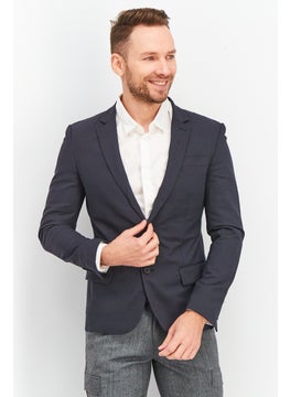 Buy Men Regular Fit Solid Formal Blazer, Dark Navy in UAE