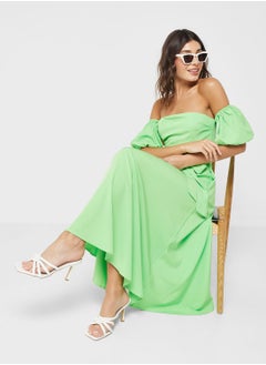 Buy Belted Off Shoulder A Line Dress in UAE