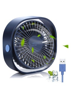 Buy USB Desk Fan, Personal Fan with 3 Speeds Strong Wind and 360° Rotatable, Cooling Table Fan for Home Office Car Outdoor Travel Blue in Saudi Arabia