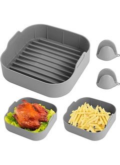 Buy Air Fryer Silicone Pot and Mitts, 8 inch Reusable Food Safe Air Fryers Oven Basket ,Bowl for Air Fryer Oven Accessories, Replacement of Parchment Paper Liners,for Home Kitchen Supplies (Grey) in Saudi Arabia