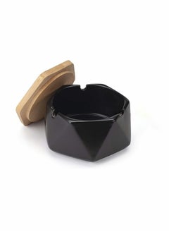 Buy Ceramic Ashtray, Ash Tray with Lid, Great Outdoor Patio and Home Ashtrays, Windproof Design and Hexagon Shaped in UAE