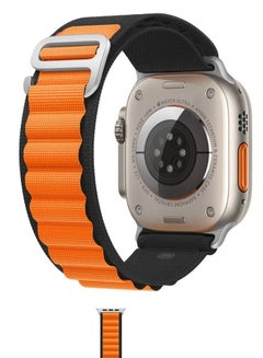 Buy Alpine Loop Band Compatible with Apple Watch Ultra Size 42/44/45/49 Orange/Black Color in Saudi Arabia