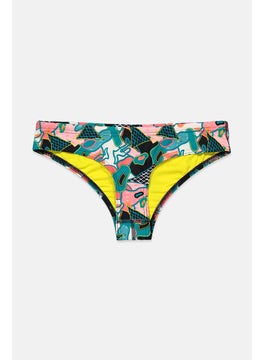 اشتري Women Allover Print Bikini Bottom, Teal and Black Combo في السعودية