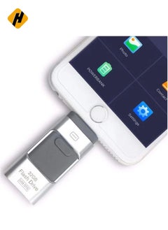 اشتري 3 في 1 OTG USB 3.0 Memory Stick Pen Drives لـ iPhone/iPad/Android/PC (256 جيجابايت ، فضية) في السعودية