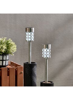 Buy Lyn 2-Piece Solar Outdoor Spike LED Light Set 8 x 36 x 8 cm in UAE