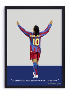 اشتري Ronaldinho Barcelona Framed Poster 30x40cm - Football Memorabilia, Wall Art, Soccer Collectible, Gift for Fans في الامارات