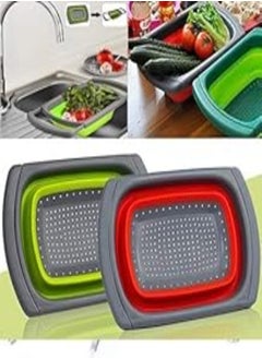 Buy Creatif Ventures Foldable Drain Basket Silicone Adjustable Collapsible Colander Vegetable Fruits Washing Strainer Kitchenware (Assorted Colour) in Egypt