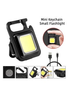 Buy Bright Light Mini Key Chain Led Light COB 800 Lumens Outdoor Rechargeable Small Magnetic Flash Light Black in Saudi Arabia