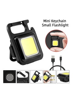 اشتري Bright Light Mini Key Chain Led Light COB 800 Lumens Outdoor Rechargeable Small Magnetic Flash Light Black في السعودية