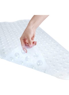 Buy Bath Mat, Extra Long PVC Bath Shower Mat Anti-Slip With Drain Holes And Suction Cups To Keep Floors Clean Bathroom Accessories Machine Washable (Transparent, 100x40cm) in UAE