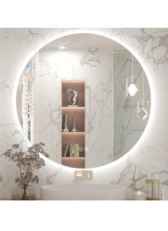 Buy 19.68inch Backlit Round LED Bathroom Vanity Mirror, 3-Color Temperture,CRI 90+, IP54 Waterproof, Anti-Fog Circle Dimmable Wall Mounted Mirror, Makeup Mirror with Lights in Saudi Arabia