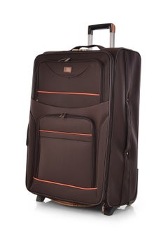 Buy Luggage Trolley cabin size 28 made out of Fabric with orange lines in Saudi Arabia