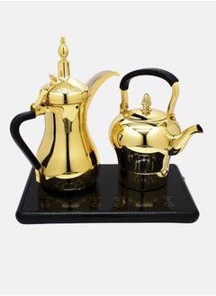 Buy Luxury & Professional Coffee Pot Set | Arabic Saudi Coffee & Tea Maker | High-Quality Stainless-Steel Power 1600W Capacity 1000+600ml Gold in Saudi Arabia