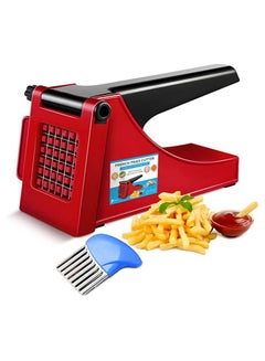 Buy French Fry Potato Slicer and Vegetable Chopper, French Fries Cutter and Kitchen Potato Press for Veggies, Onions, Carrots, Cucumbers, Apples - Comes with a Free Crinkle Cutter (12.5x11.7x23cm) in UAE
