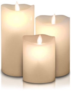 Buy Flames Candles - Realistic LED Dancing Flame Light - Indoor and Outdoor Moving Wick - 3 Pillar in UAE