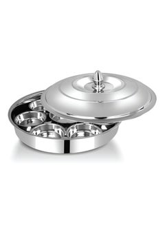 Buy Stainless Steel Breakfast Tray 8 Bowl Sets With Stainless Steel Lid (42cm) in UAE