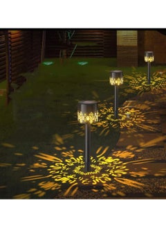 Buy 4 Pack Solar Outdoor Hollow Projection Flame Torch Lawn Lamp Garden Decor Landscape Courtyard LED Waterproof Night Light in UAE