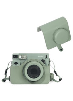 Buy Fujifilm Instax Wide 400 Protective Case Instant Film Camera - Full cover with buckle, retro camera bag with strap, synthetic leather sage green in Saudi Arabia