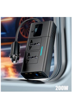 Buy 200W Car Power Inverter , DC 12/24V to 220V AC Car Inverter , 3 USB Ports Charger Adapter Car Plug Converter with Switch and Current LED Screen , Independent Switch , Suitable for Car, Truck (Black) in Saudi Arabia