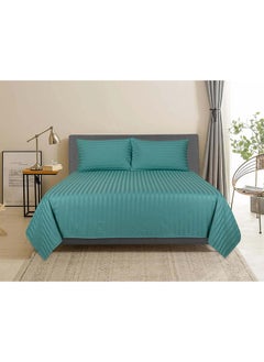 Buy HOTEL COLLECTION TEAL BLUE King Flat Sheet with 2 Pillow Cases 240x280 cm in UAE