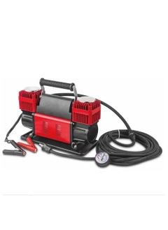 اشتري GZ AUTO Ultra Power 2-Cylinder Portable Air Compressor, 150 PSI, Heavy Duty Tire Inflator with 300 L/min Airflow and Carry Bag for Cars, SUVs, and 4x4 Vehicles, Red & Black في الامارات