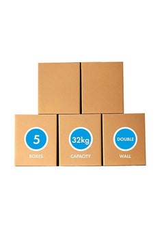 اشتري ECVV [5 Pack] Large Double Wall 100% Recyclable Corrugated Cardboard Moving Boxes with 32 KG Capacity, [45 x 45 x 70 cm] Brown Carton for Packaging, Shipping and Storage, 5 ply Brown في السعودية