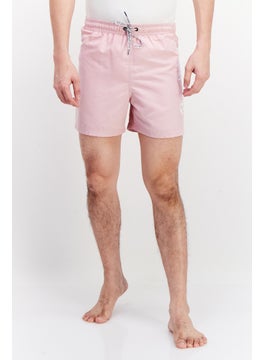 اشتري Men Brand Logo Board Shorts Swimwear, Pink في الامارات