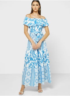 Buy Off Shoulder Printed Dress in UAE