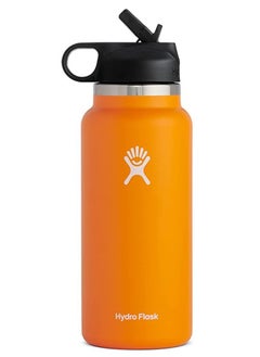 Buy 32 oz Wide Mouth with Straw Lid Stainless Steel Reusable Water Bottle Clementine - Vacuum Insulated, Dishwasher Safe, BPA-Free, Non-Toxic in Saudi Arabia