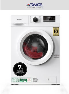 Buy 7KG Front Load Washing Machine 2024 Model With BLDC Inverter Motor 10 Year Warranty 1200 RPM 16 Program Fully Automatic Washer With Digital Control-LED Display Knob and Button Control Multiple Temp in UAE