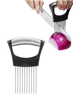 اشتري Onion Holder for Slicing, Lemon Slicer Onion Cutter for Slicing, Vegetable Cutter for Potato and Tomato, Avocados, Eggs, Food Slicer Assistant Tool for Slicing Fruit Lemon and Meat في السعودية