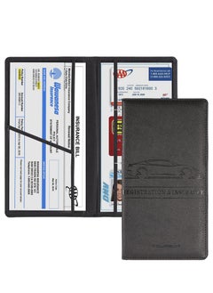 اشتري Car Registration & Insurance Card Holder, Auto Glove Box Organizer Document Wallet Leather Manual Folder Vehicle Compartment License Case Truck Accessories or ID, Driver's License - Men&Women, Black في السعودية