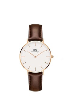 Buy Daniel Wellington Petite Bristol White Watches for Women with Brown Italian Leather Strap - 32mm in Saudi Arabia