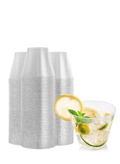 اشتري Disposable Plastic Cups Plastic Champagne Flutes Silver Glitter Plastic Cups 250ml Stemless Disposable Silver Rim Glasses Shatterproof Reusable Perfect For Wedding  Party Birthday Cup 20 Pack في السعودية