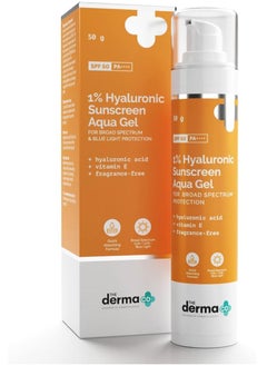 Buy The Derma Co Hyaluronic Sunscreen Aqua Ultra Light Gel With Spf 50 Pa++++ For Broad Spectrum, UV A, UV B & Blue Light Protection For Oily Skin - 50G in UAE