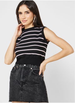 Buy Striped Sleeve Knit in UAE