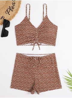 اشتري 2 Piece Boxer Swimsuit Beach Bikini Brown في الامارات