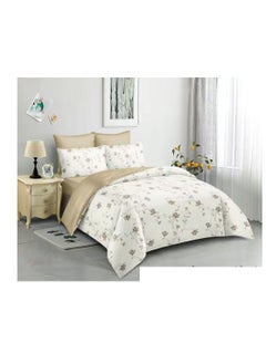 Buy 6-Pieces Glace Cotton Printed Fancy Comforters Set Fixed duvet, fitted bedsheets and pillowcase King Size F05 in UAE