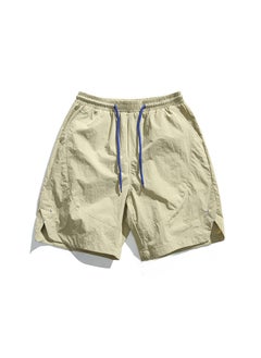 Buy Japanese Drawstring Quick-Dry Shorts Men Casual Embroidered Khaki in Saudi Arabia