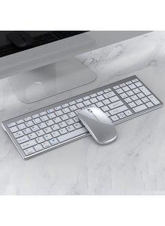 Buy 109 Three-mode Wireless Bluetooth Keyboard Mouse Set(Silver) in Saudi Arabia