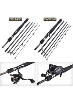 Buy 2.4m 6 Sections Carbon Spinning Casting Fishing Rod Lure Fishing Rod Hand Pole Fishing Tackle in UAE