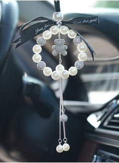 اشتري Car Interior Pendant Bling Pearl Charm Car Ornament Fashion Rearview Mirror Accessories Car Keychain & Decoration (Little Bear) في الامارات