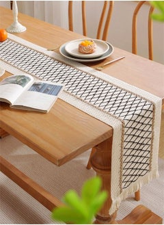 اشتري Cotton Linen Table Runner Splicing Weave Tassel The Tablecloth 180 x 30 cm في الامارات