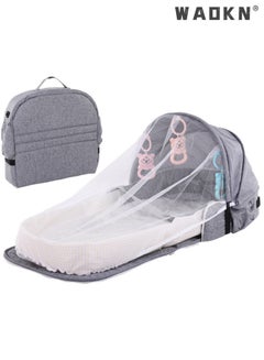 Buy 4 in 1 Portable Bassinet, Foldable Baby Bed, Infant Sleeper with Awning and Mosquito Net Portable Foldable Baby Carry Cot Crib Bed With Soft Mattress Baby Cots for Newborn, Toddlers(Grey) in UAE