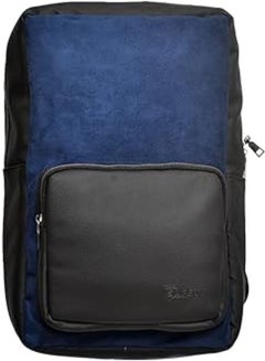 Buy Safety Leather Two Way Zipper Laptop Backpack With Zipper Leather Pocket And Chamois Front For Laptop Protection - Black Navy in Egypt